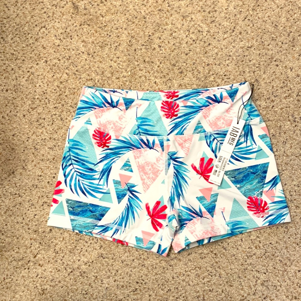White w/ tropical print - IABMFG 3” inseam no ride